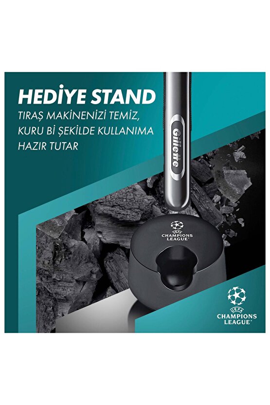 Mach3 Charcoal Tıraş Makinesi ve Yedek Bıçağı 6lı + Tıraş Bıçağı Standı