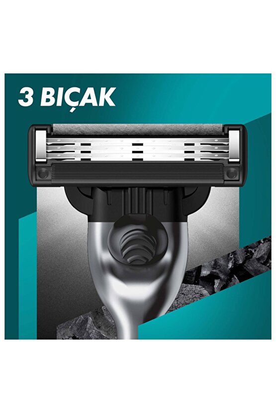 Mach3 Charcoal Tıraş Makinesi ve Yedek Bıçağı 6lı + Tıraş Bıçağı Standı