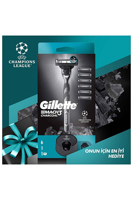 Mach3 Charcoal Tıraş Makinesi ve Yedek Bıçağı 6lı + Tıraş Bıçağı Standı