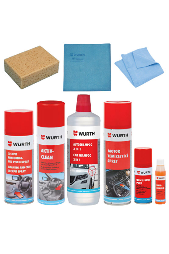 WÜRTH MULTİ ARAÇ TEMİZLEME SETİ Uyumlu  9 PARÇA
