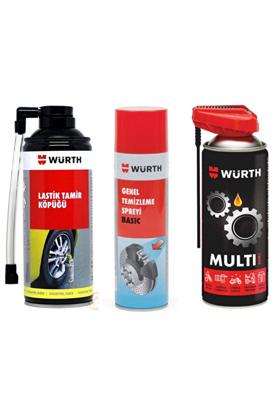 3lü Bakım Seti (Lastik Tamir Kiti-Genel Temizleme Spreyi-Multi Kobra 5in1)