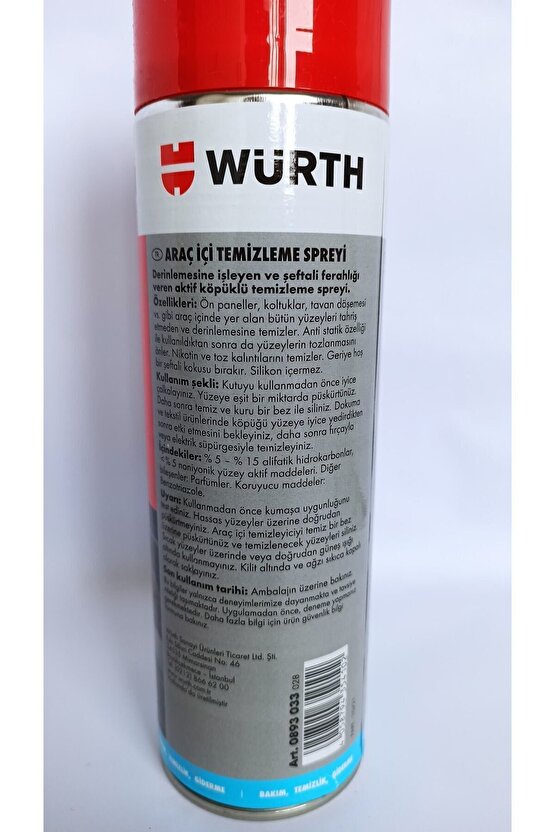 Araç İçi Temizleme Spreyi 500 Ml 0893033-WÜRTH