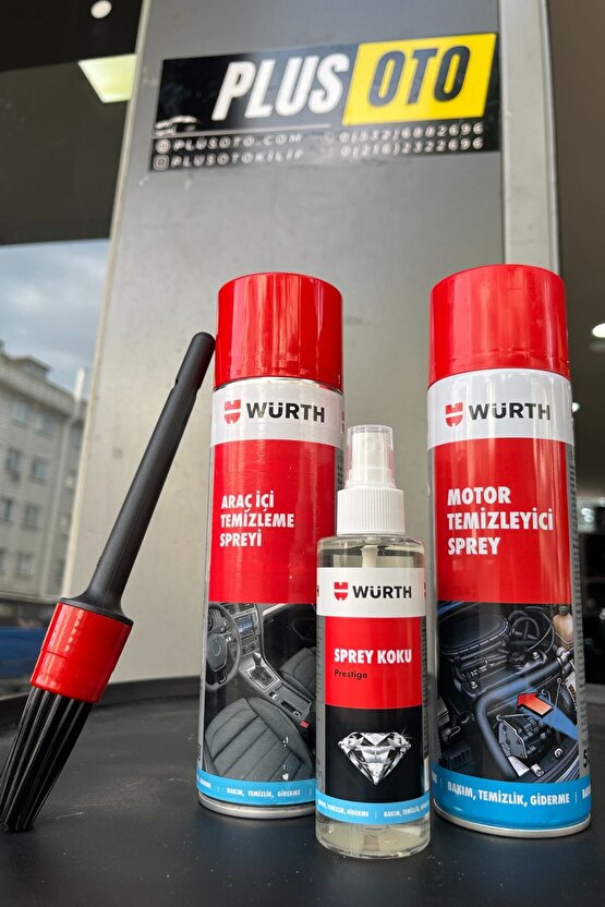 4lü Oto Bakım Seti Motor Temizleyici, Araç İçi Temizleyici, Oto Parfüm, Detay Fırçası