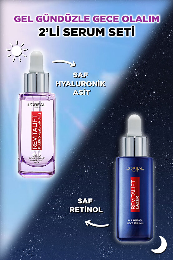 Loreal Paris Revitalift Filler Dolgunlaştırıcı 30 ml ve Saf Retinol Gece Serumu 30 ml
