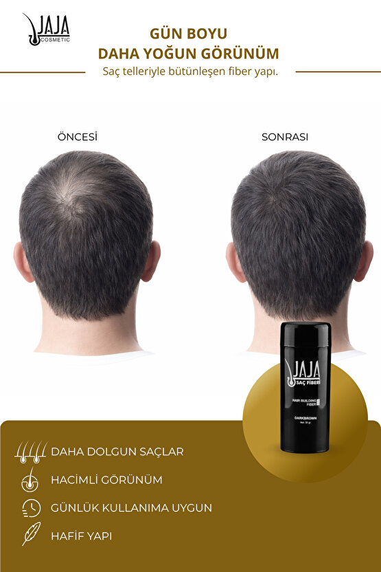 Koyu Kahve (Dark Brown) Saç Fiberi Topik | 50 gr & Doğal Görünüm Desteği