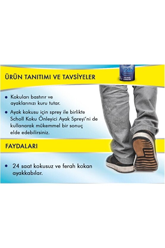 Ayakkabı Deodorantı Sprey, 24 Saate Kadar Kokuları Yok Eder.