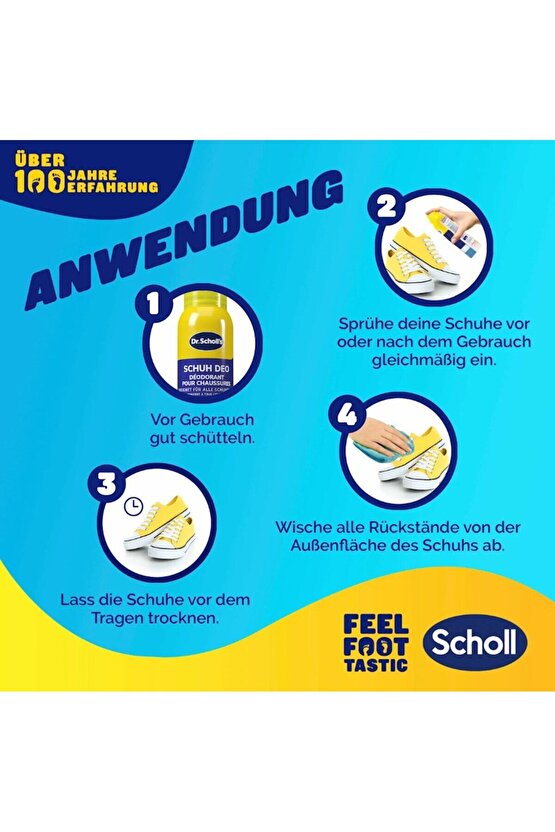 Ayakkabı Deodorantı Sprey, 24 Saate Kadar Kokuları Yok Eder.