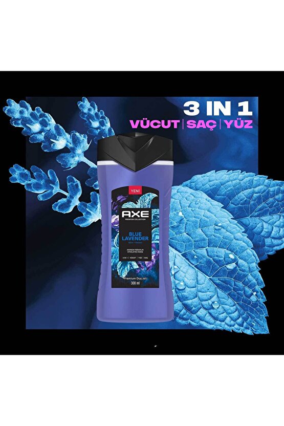 Premium Collection Duş Jeli Blue Lavender 3 In 1 Vücut Saç Yüz 300 ml X3