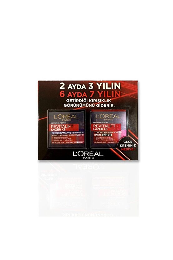 Loreal Paris Revitalift Lazer X3 Yoğun Yaşlanma Karşıtı Gece + Gündüz Bakım Kremi