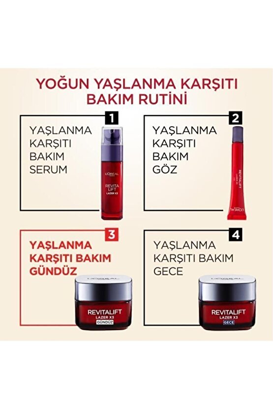 Loréal Paris Revitalift Lazer X3 Yoğun Yaşlanma Karşıtı Gündüz Bakım Kremi- Tanışma Boyu 15ml