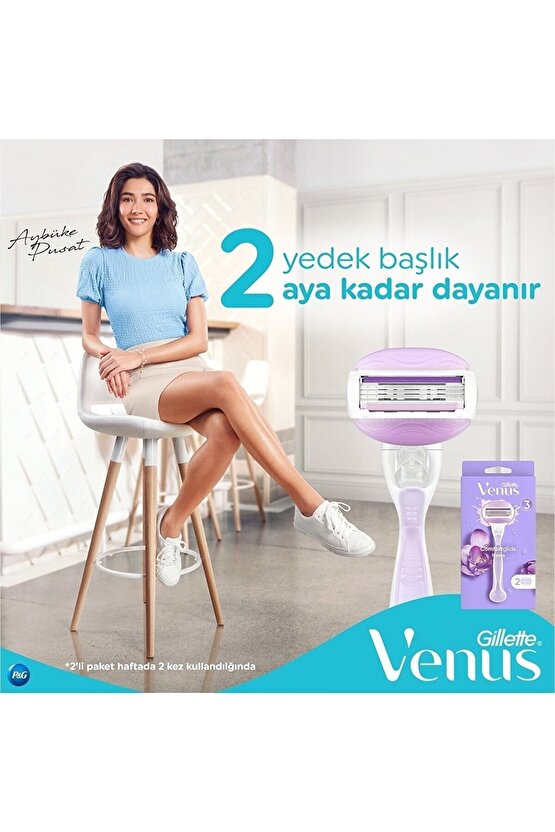 Gillette Venüs Breeze Kadın Tıraş Makinesi 2 Yedek Başlık Makyaj Çantası Hediyeli.