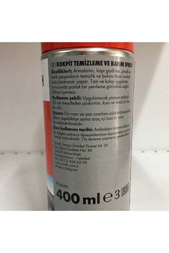 Kokpit Temizleme Ve Bakım Spreyi 400 Ml