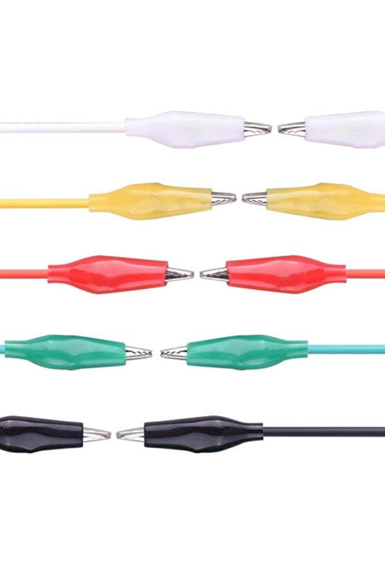 50cm 10 Adet Krokodil Soketli Kablo Çift Taraflı Timsah Kıskaç Atlama Jumper Tel Test Prototip