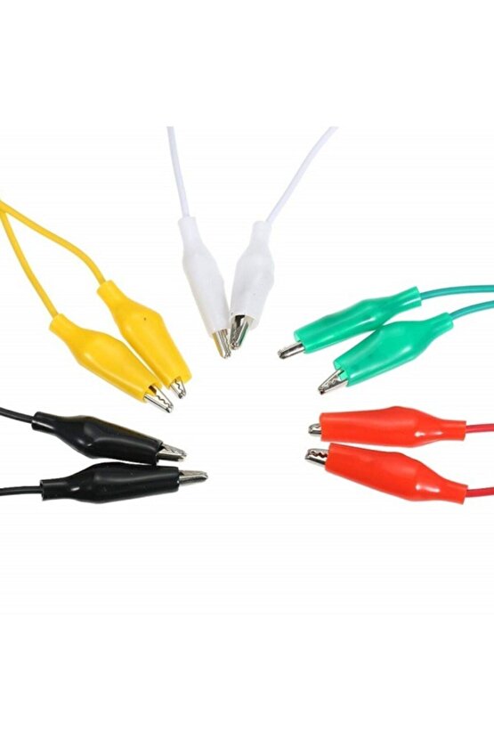 50cm 10 Adet Krokodil Soketli Kablo Çift Taraflı Timsah Kıskaç Atlama Jumper Tel Test Prototip