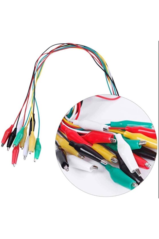 50cm 10 Adet Krokodil Soketli Kablo Çift Taraflı Timsah Kıskaç Atlama Jumper Tel Test Prototip