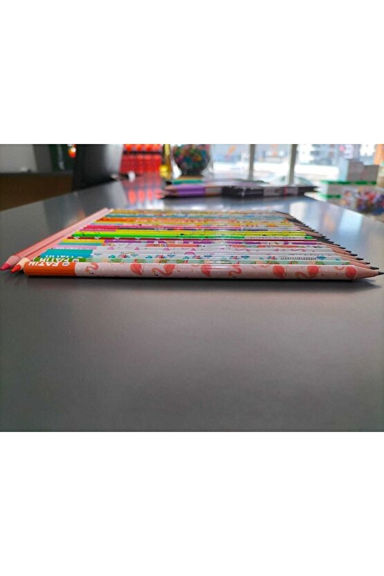 Kurşun Kalem 12 Adet Okul Kalemi Desenli(-adel-bic-stabilo)