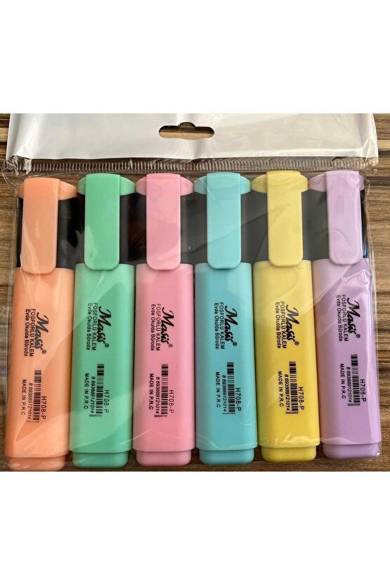 Çok Renkli MASİS 6 RENK PASTEL RENK FOSFORLU KALEM