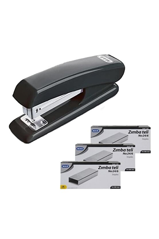 758 Zımba Makinesi 246 Siyah + 3 Adet Zımba Teli