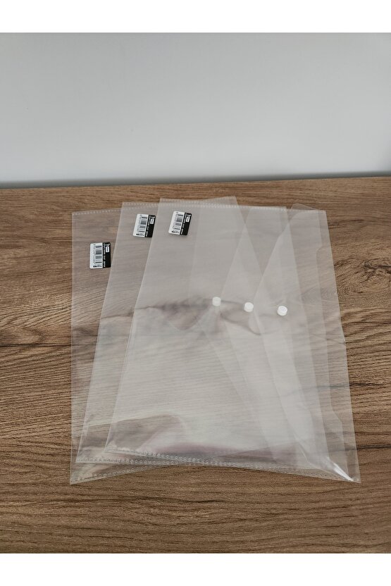 3 lü Çıtçıtlı Şeffaf Dosya