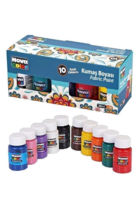 Fabric Painting Colours Kumaş Boyası tüp 30 ml 10 Adet Renk Set Kıyafet Elbise Çanta Ayakkabı Boyası