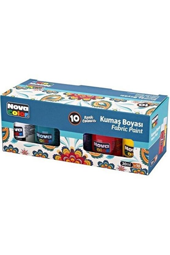 Fabric Painting Colours Kumaş Boyası tüp 30 ml 10 Adet Renk Set Kıyafet Elbise Çanta Ayakkabı Boyası