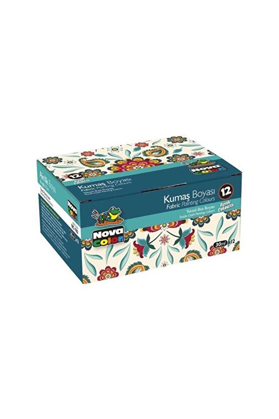 Fabric Painting Colours Kumaş Boyası tüp 30ml 12 Renk Set Kıyafet Elbise Çanta Ayakkabı ve Fırçalı