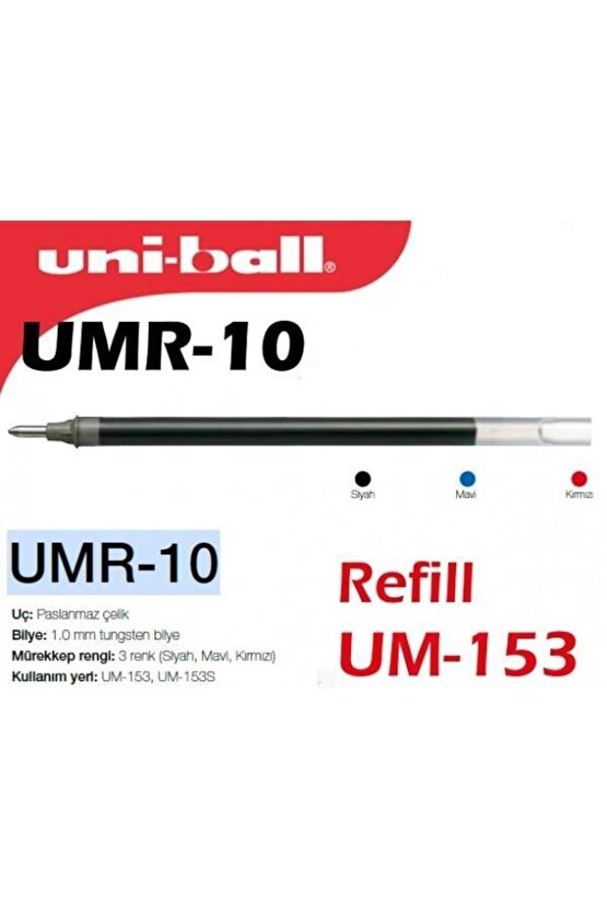 Uniball Signo Broad Um-153 Imza Kalemi Yedeği Mavi 12 Adet(umr-10)