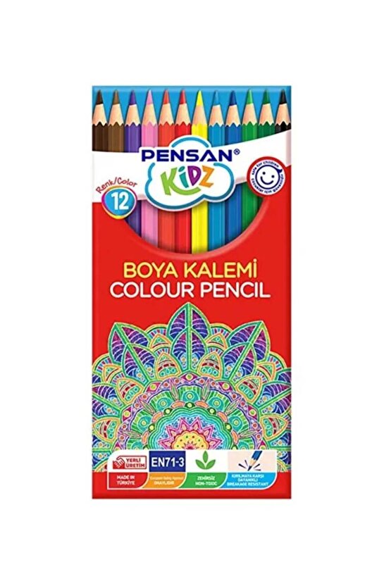 Kidz Kuru Boya Kalemi 12 Renk Set – Tam Boy
