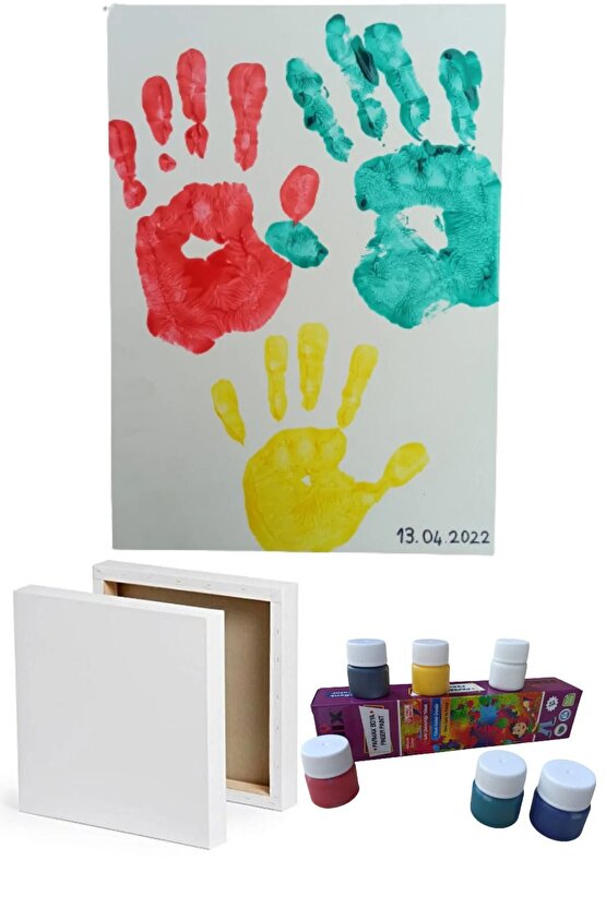 Bebek El Ayak Izi Baskı Seti Hatıra Seti Hobi Tuval Parmak Boyası