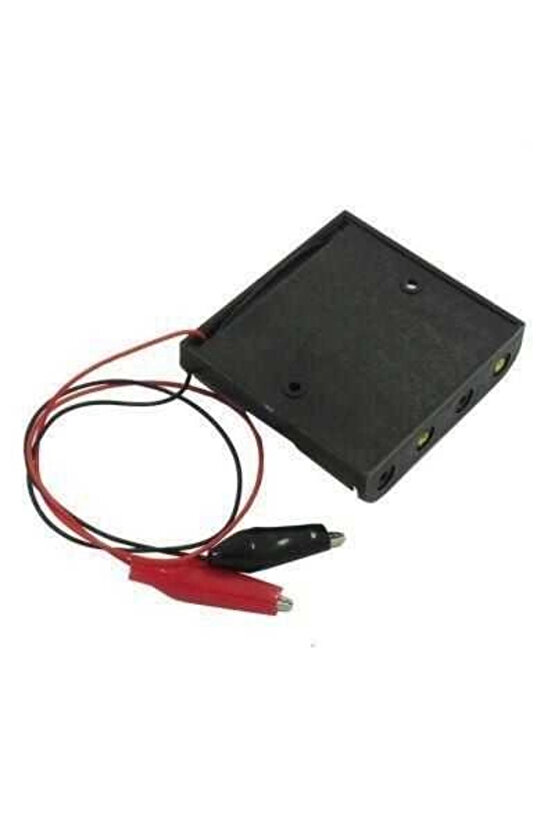 4lü AA Pil Yuvası - Krokodil Kablolu