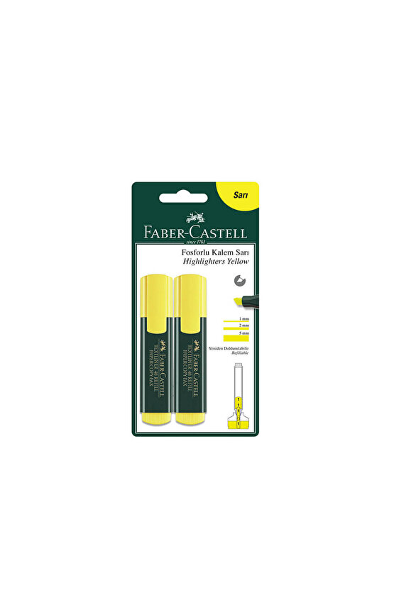 Faber-Castell 1548 Fosforlu Kalem Sarı 2 li Blister