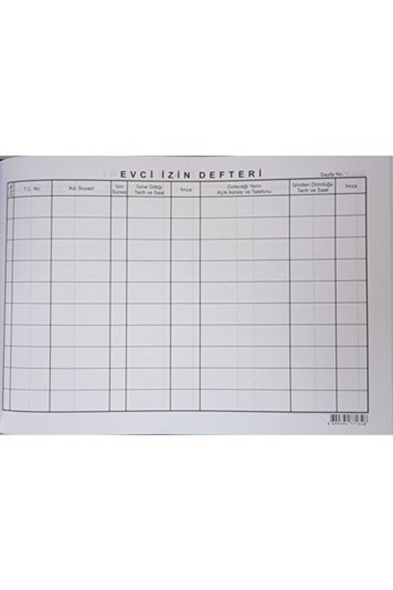 Evci İzin Defteri Cilt Kapak