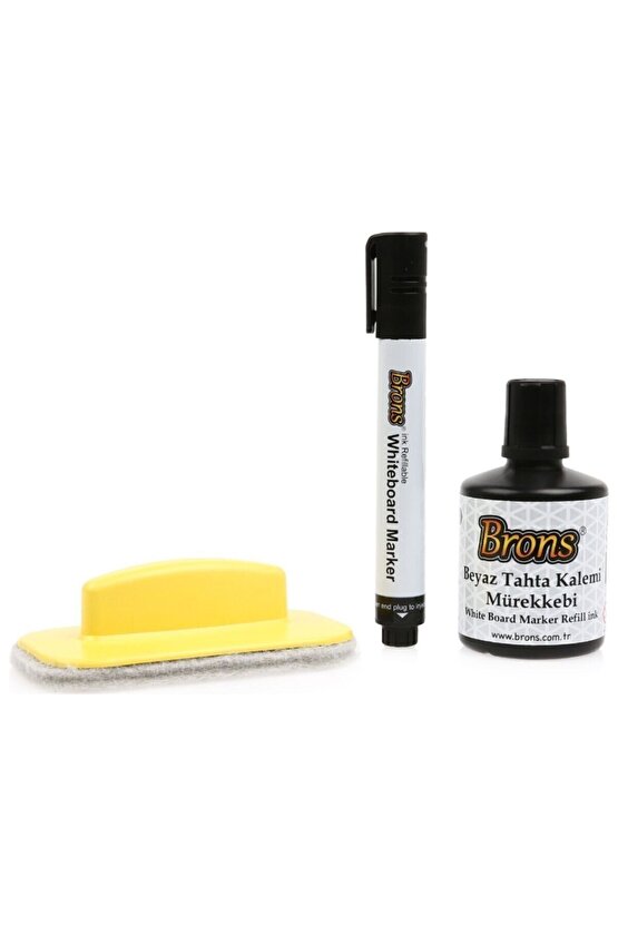 Beyaz Tahta Yazı Seti - Mürekkep + Kalem + Silgi