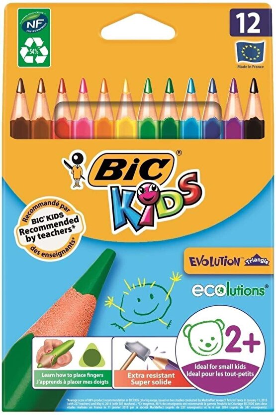 Kuru Boya Kids Evolution Triangle Üçgen Jumbo Boya Kalemi 12 Renk T8052
