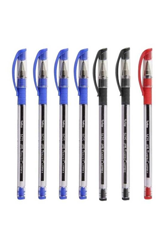 1425 4 Mavi-2 siyah-1 kırmızı Tükenmez Kalem 7li Set