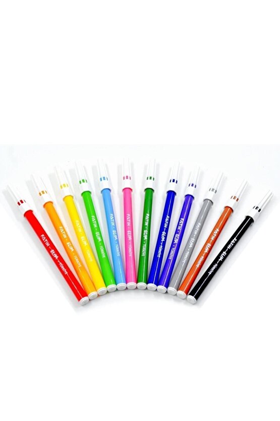 Slim Keçeli Kalem 12 Renk (34015)