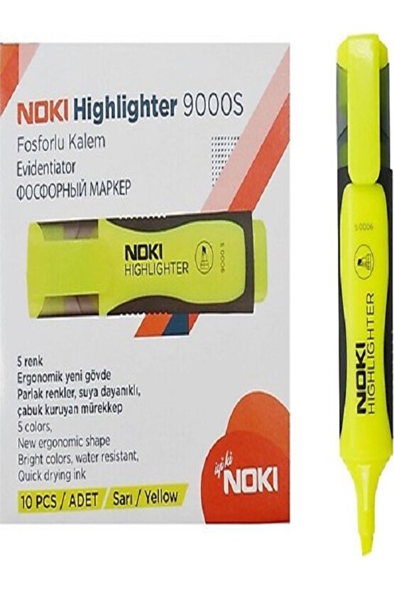 10 Adet  Sarı Fosforlu Kalem 9000