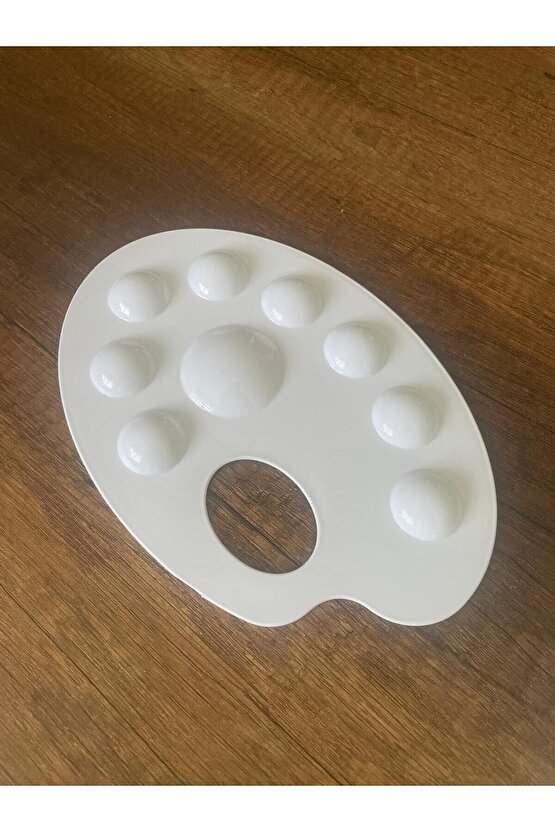 RESİM PALETİ beyaz 9 gözlü plastik palet