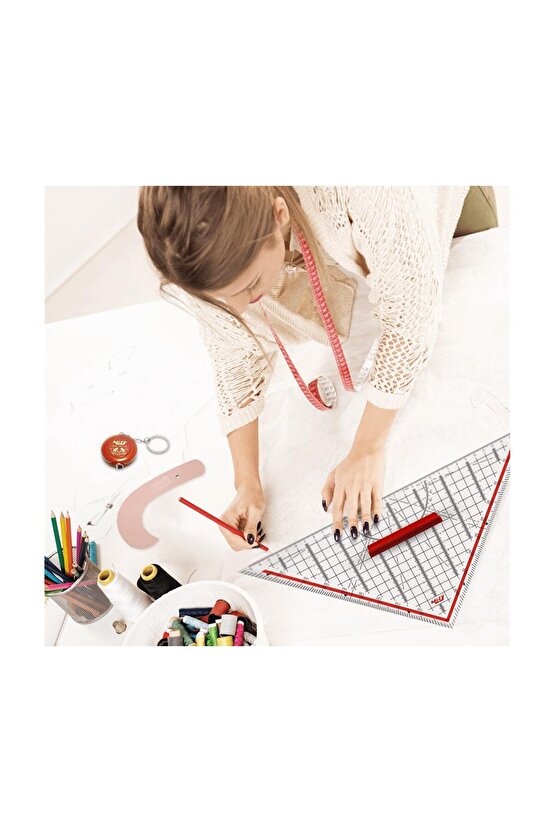 Geoderik Üçgen Cetvel Gemici Cetveli Tekstil Cetveli Modelist Cetveli 32 cm