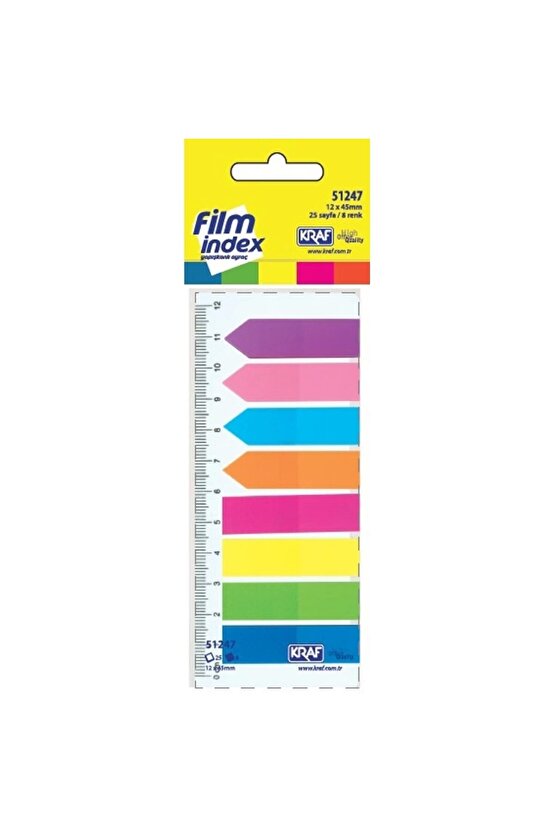 Şeffaf Film Index (PP) 8 Renk X 25 Yaprak 12x45mm 51247