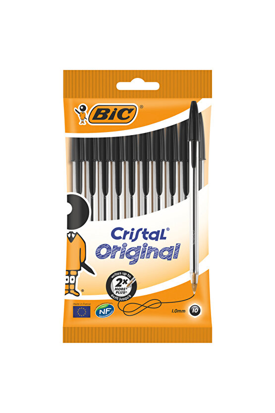 Cristal Medium 1.0mm Tükenmez Kalem Siyah 10lu Poşet