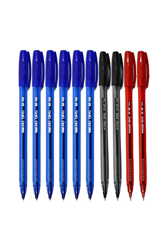 M-40 Tükenmez Kalem 1.0 Mm 3 Renk Set 10lu