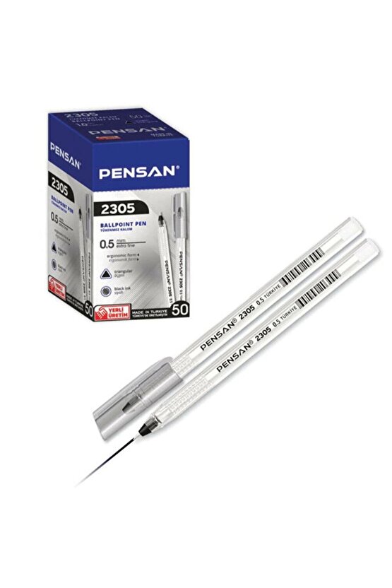 2305 Üçgen Tükenmez Kalem 0.5 mm 50 Adet - Siyah