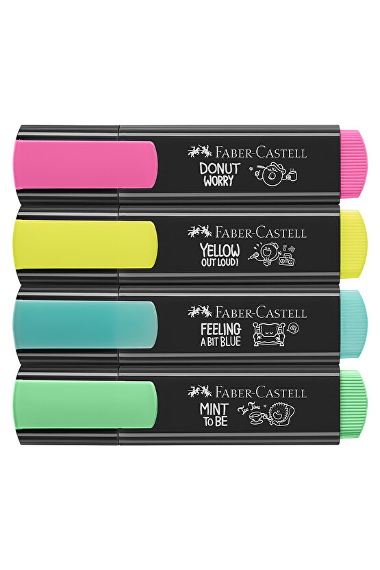 Fosforlu Kalem Seti, 4’lü, Şeffaf Gövde, Parlak ve Canlı Renkler, Yeniden Doldurulabilir