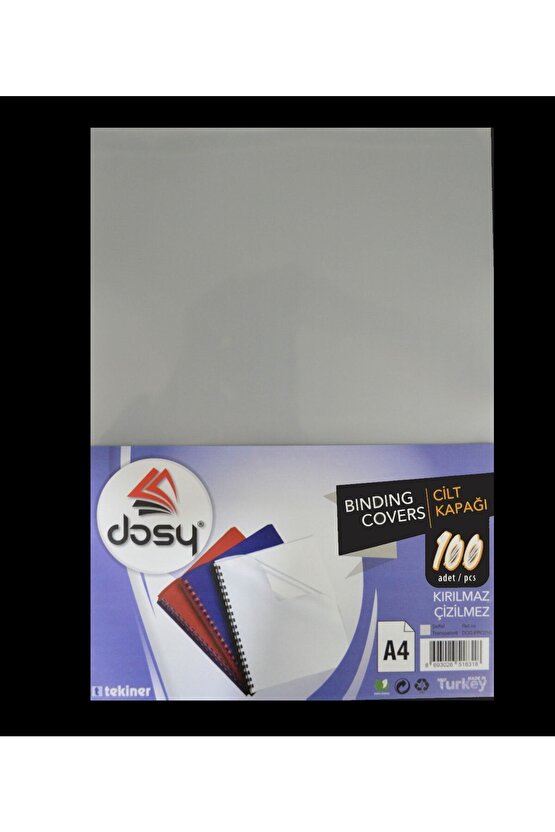 Cilt Kapağı A4 160 Micron 100 Lü Paket Şeffaf