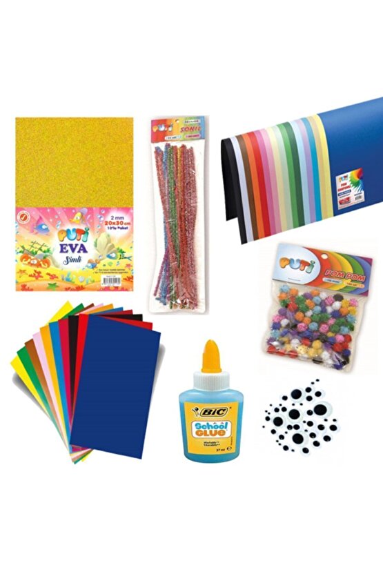 Anaoklu Etkinlik Seti,fon Kartonu,simli Eva,oynar Göz,şönil ,elişi Kağıdı,ponpon 10 Mm,yapıştırıcı