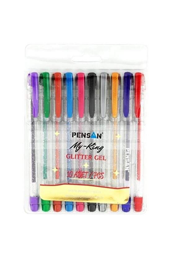 10 Renk Simli Gel Kalem Set