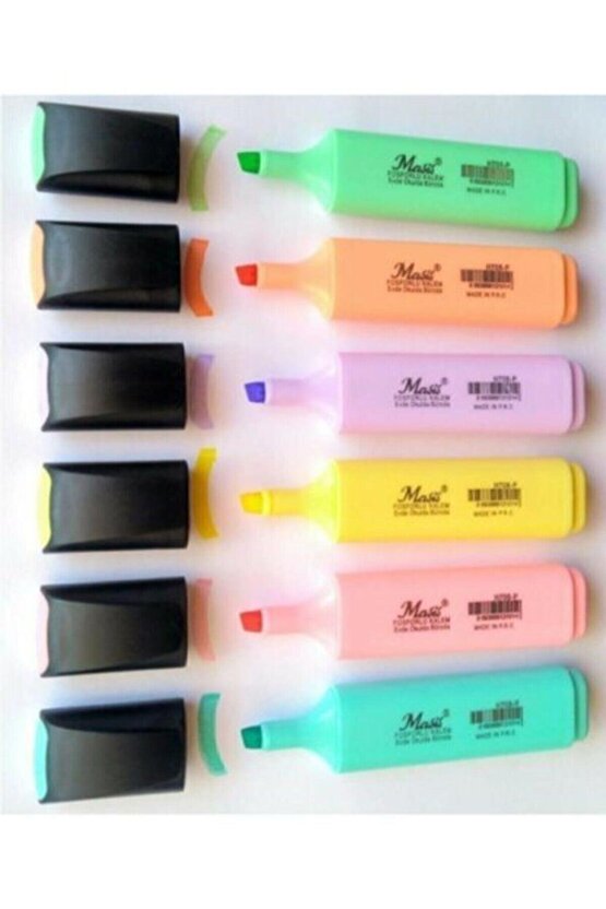 Pastel Renk Fosforlu Işaretleme Kalemi 6 Lı Set