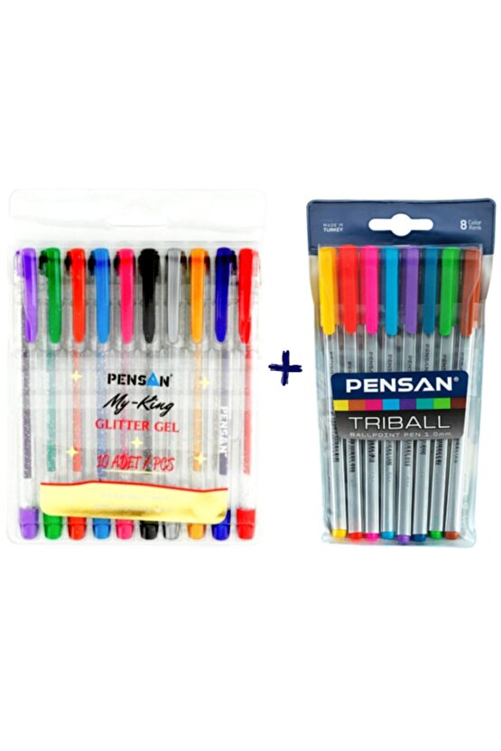 Triball 8 Li Tükenmez + My King 10 Lu Simli Jel Kalem