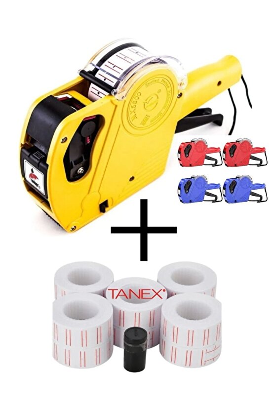 Sekiz Haneli Fiyat Etiket Makinesi, 6 Adet Yedek Beyaz Fiyat Etiketi Ve 1 Adet Yedek Kartuş